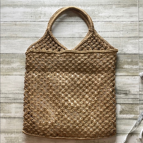 SOLD Vintage Woven Brown Tote Bag - Picture 6 of 6
